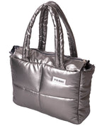 Maxi Bag Cuerina Plateada
