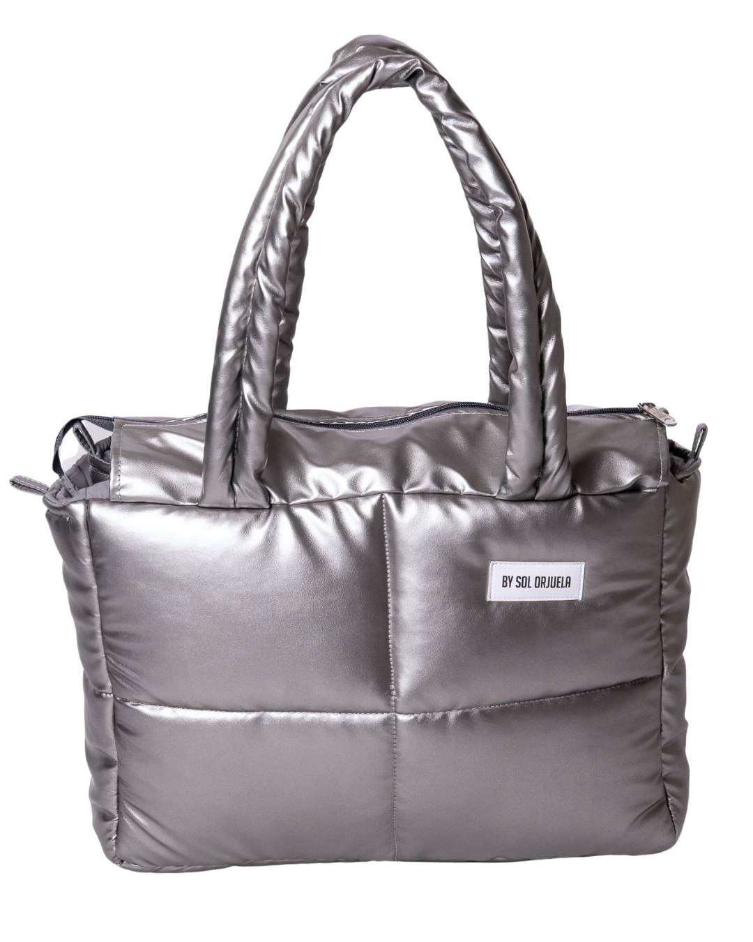 Maxi Bag Cuerina Plateada