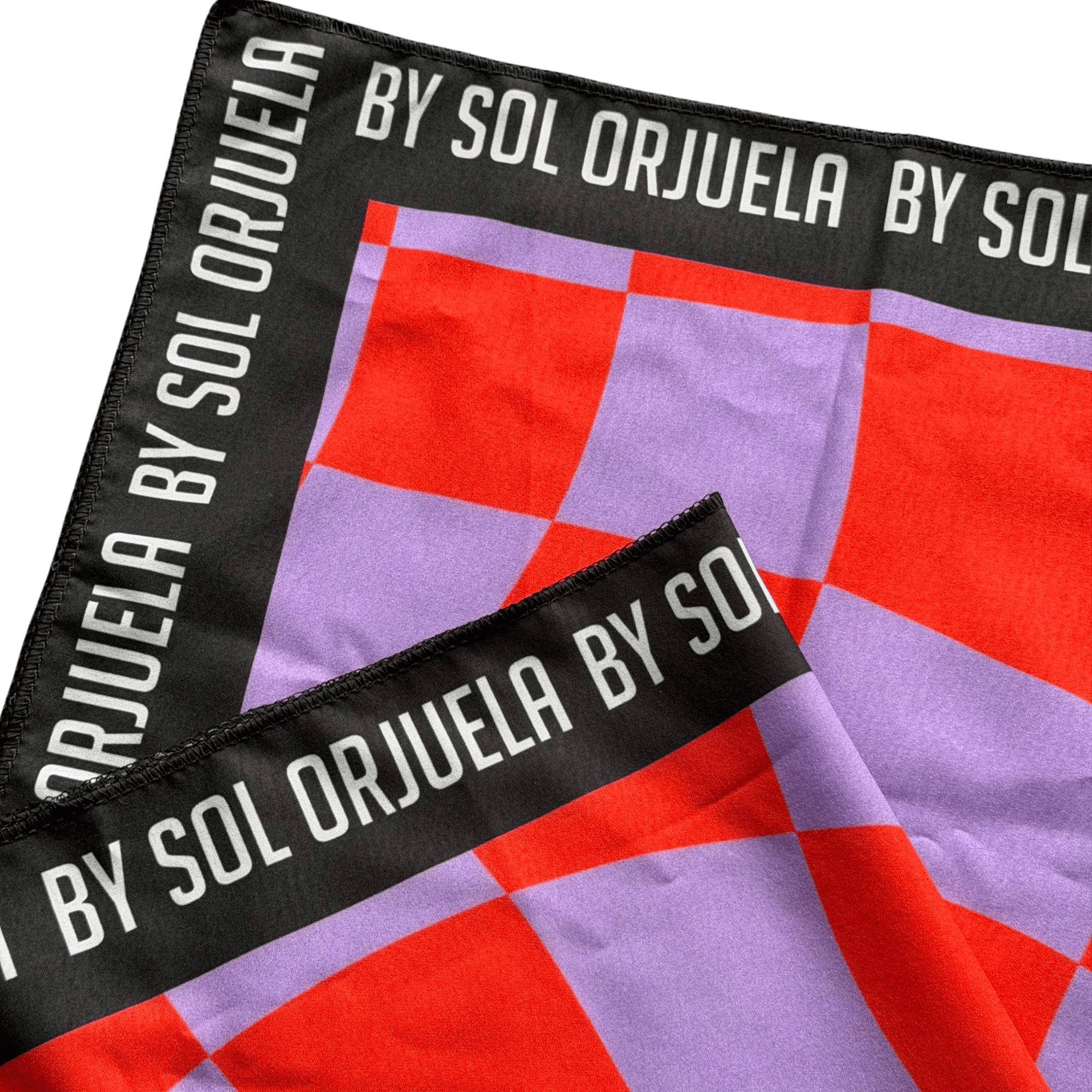 Bandana Cuadros Lila- Mandarina