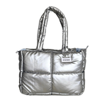 Maxi Bag Cuerina Plateada