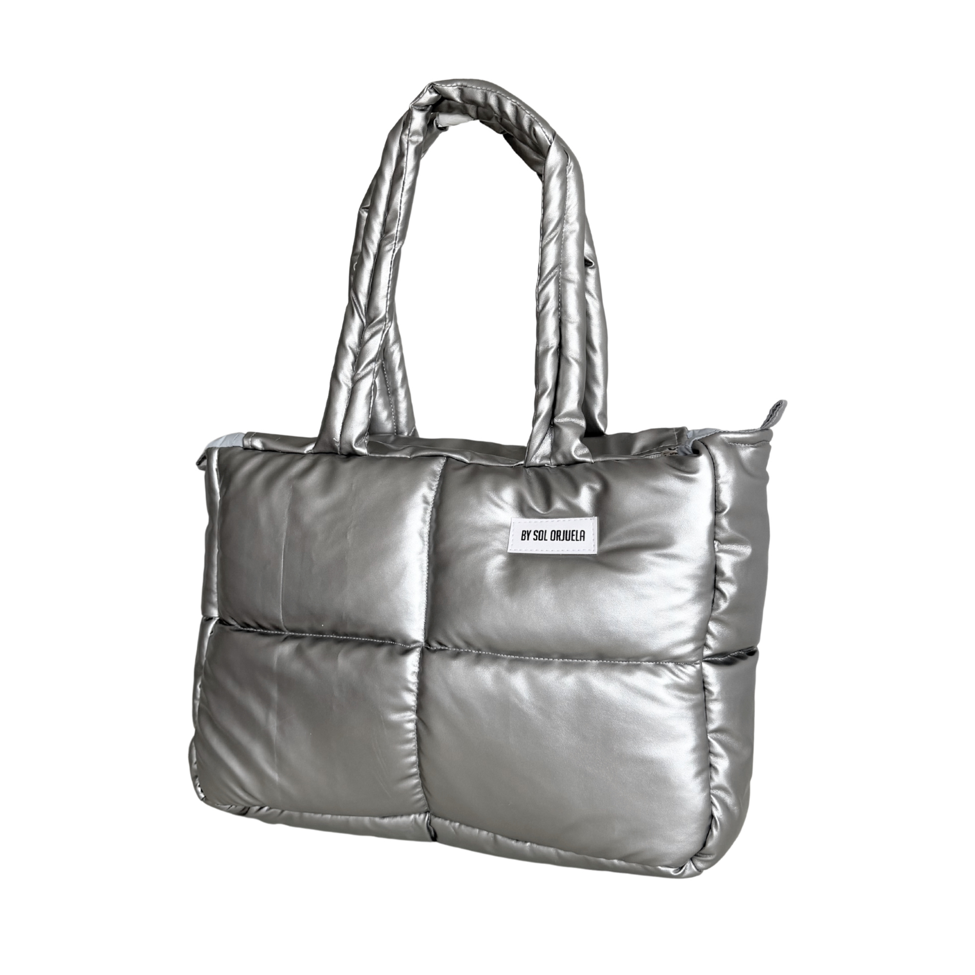 Maxi Bag Cuerina Plateada