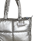 Maxi Bag Cuerina Plateada