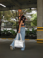 Maxi Bag Cuerina Plateada