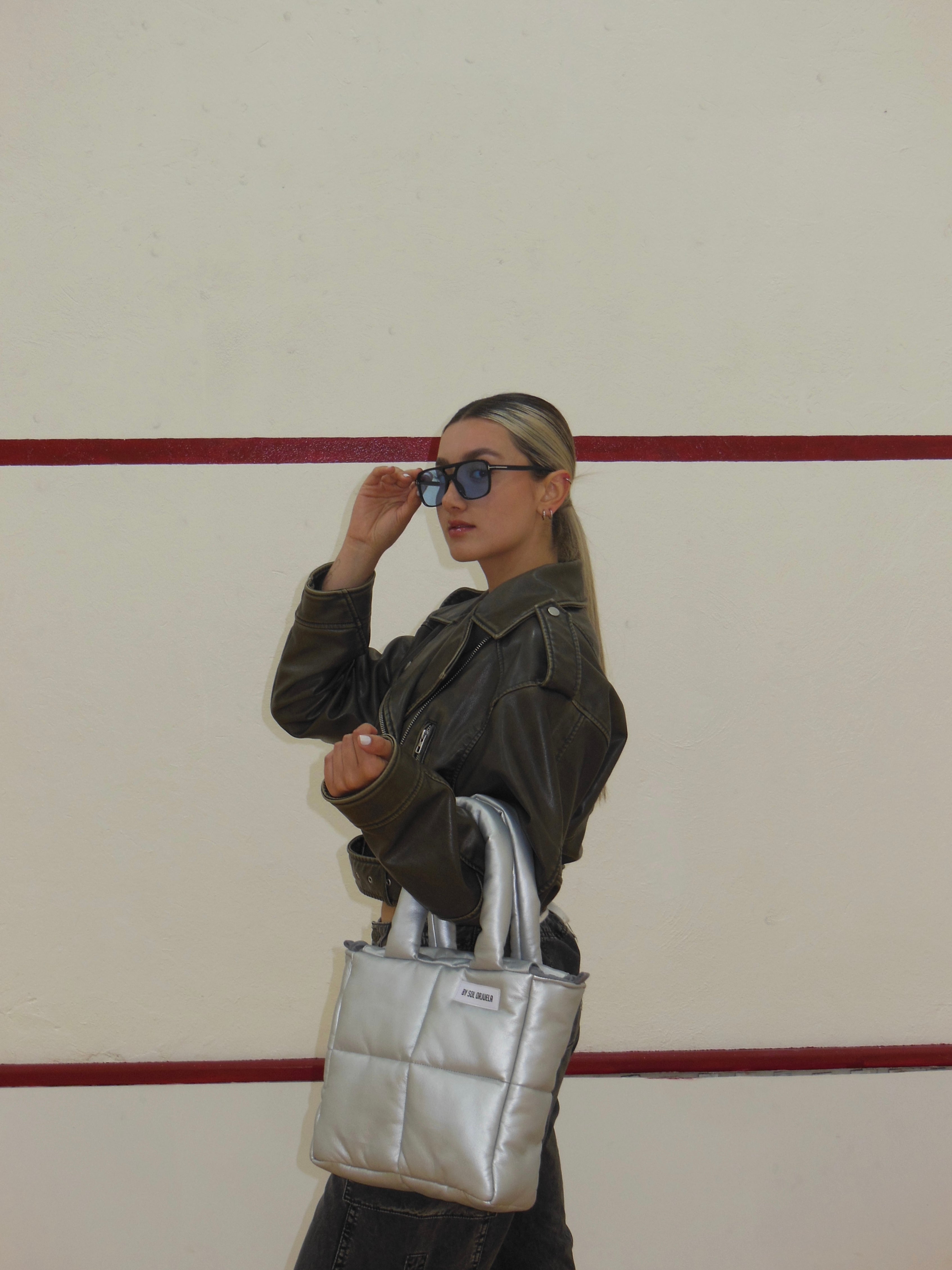 Midi Bag Cuerina Plateado