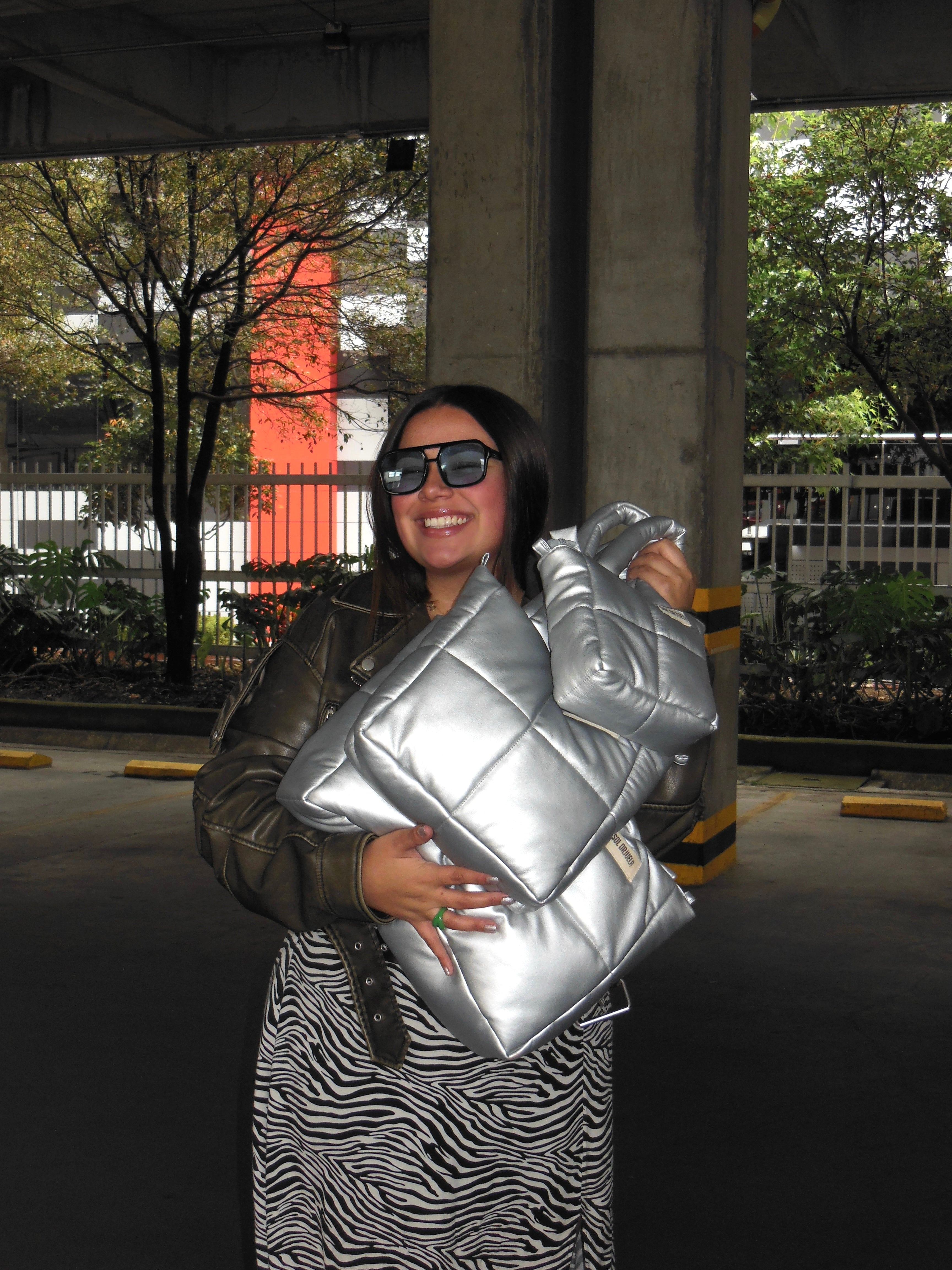 Midi Bag Cuerina Plateado