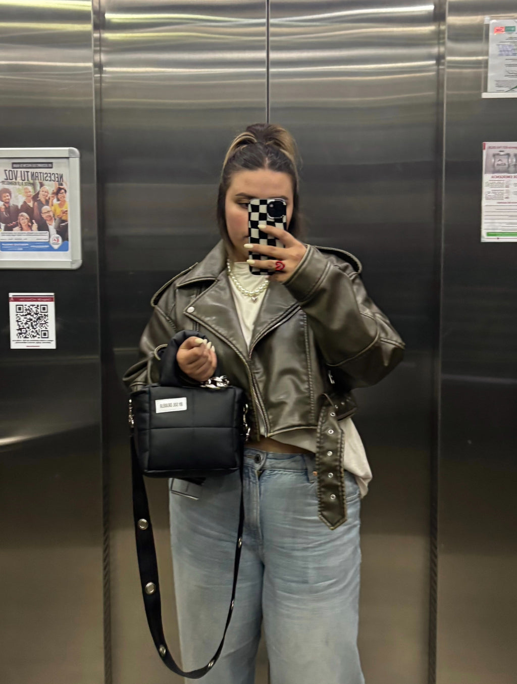 Mini bag cuerina negro
