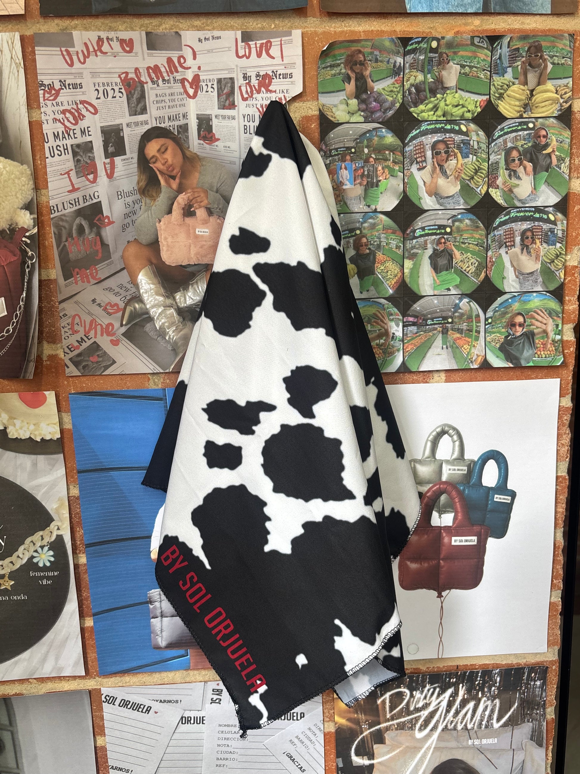 Bandana Cow Print B&W