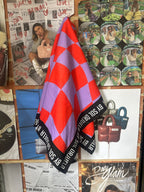 Bandana Cuadros Lila- Mandarina