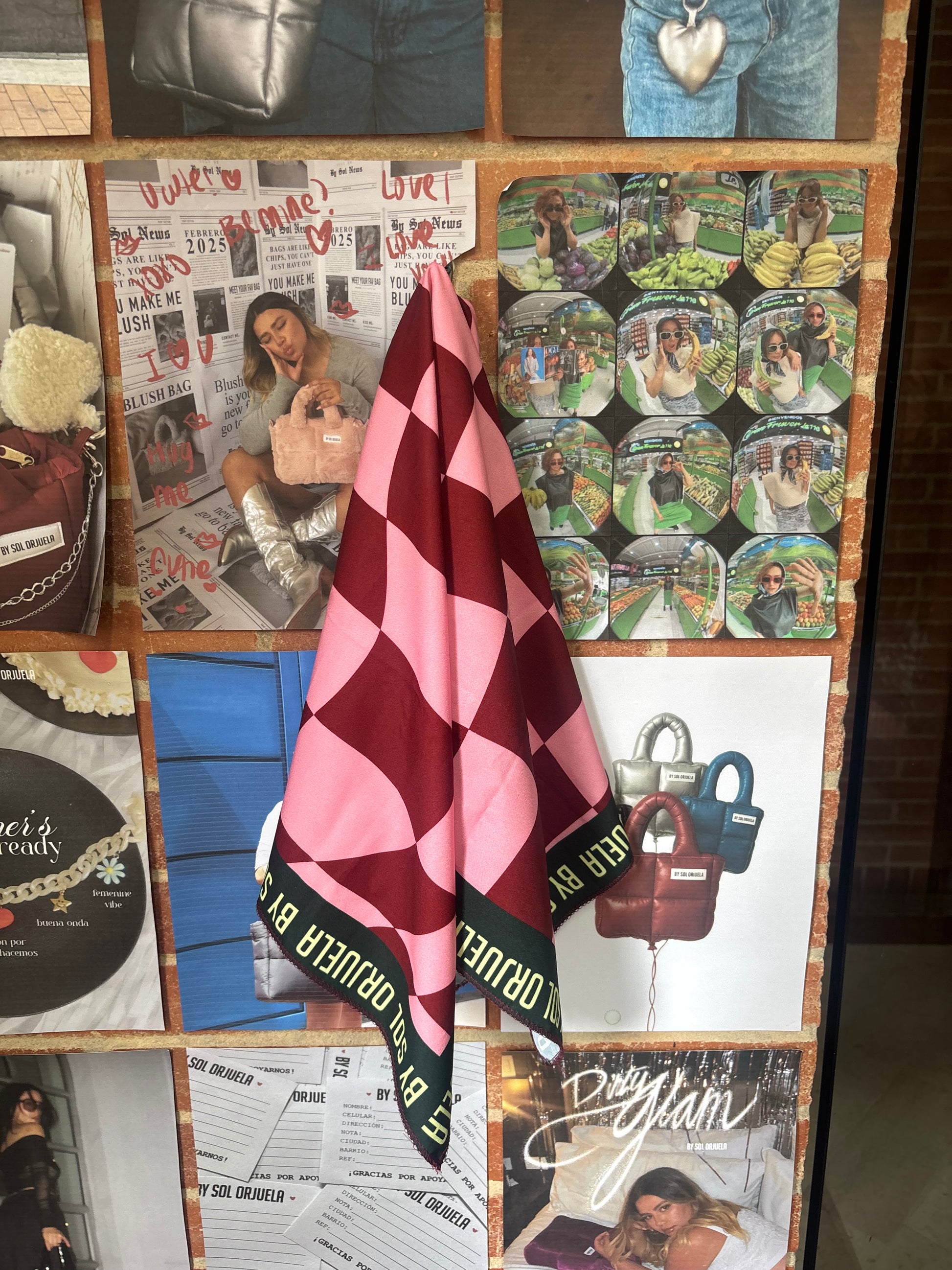 Bandana Cuadros Rosa- Vino