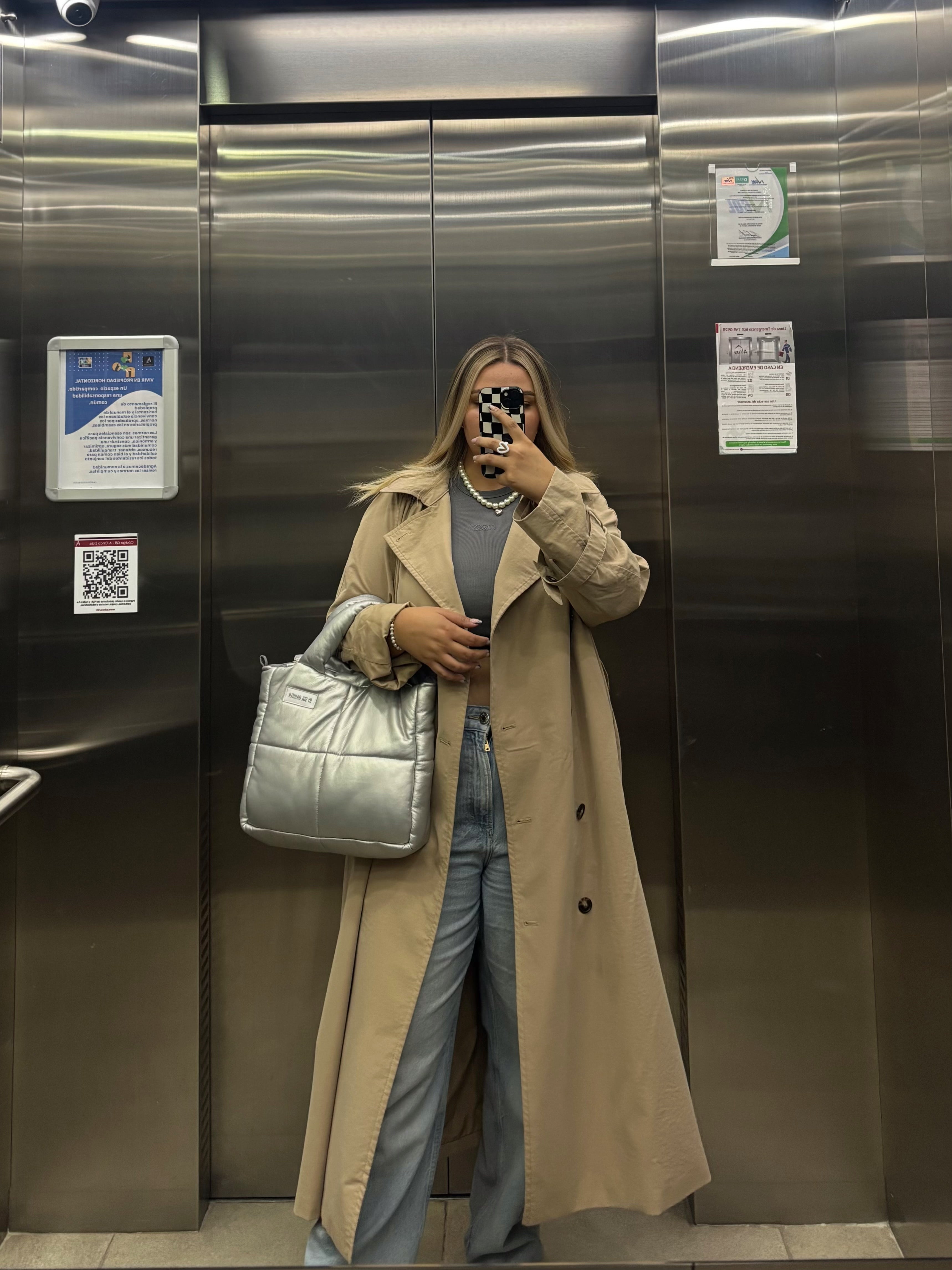 Midi Bag Cuerina Plateado