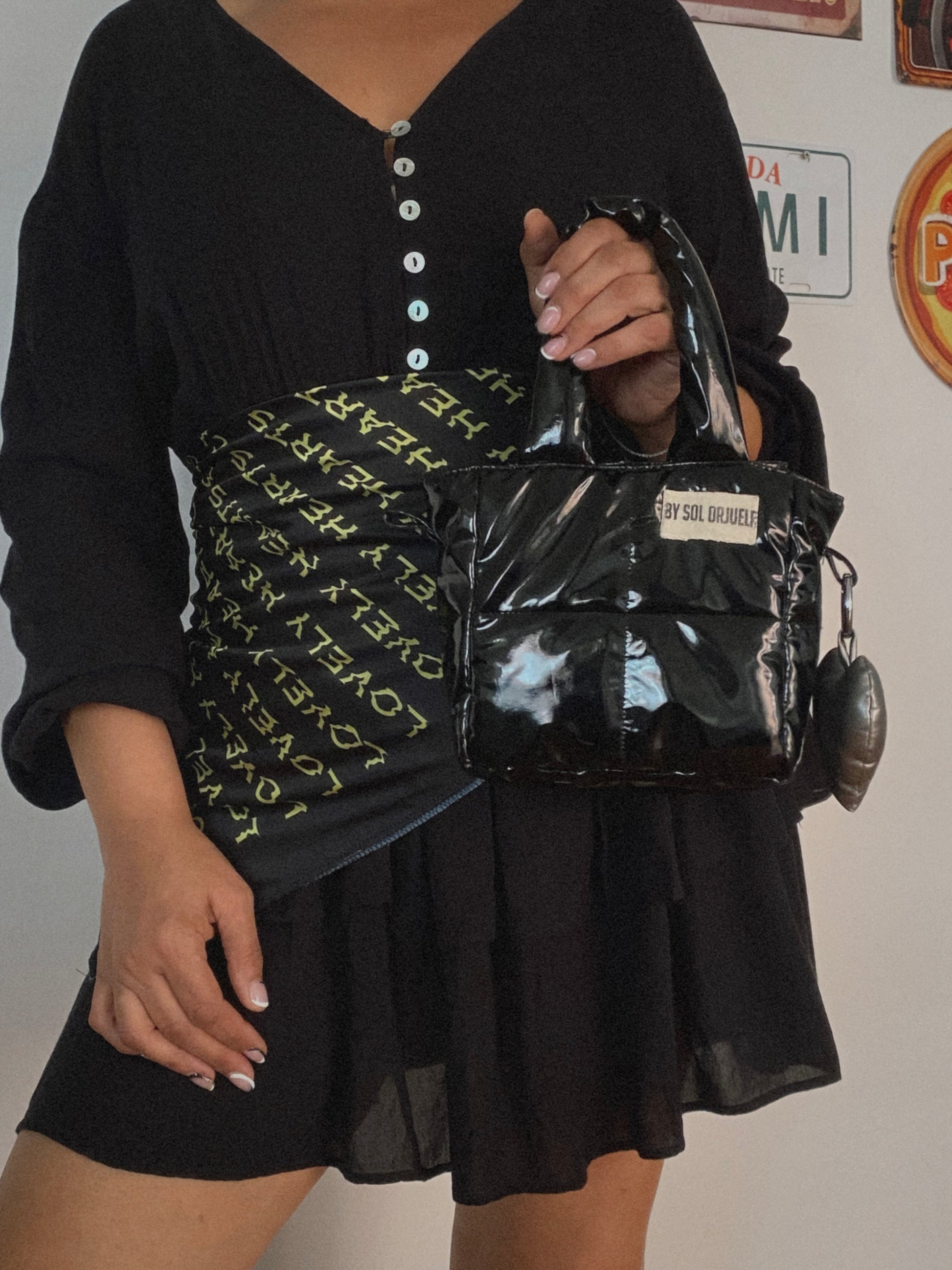 Mini Bag Charol Negro