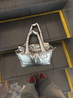 Maxi Bag Cuerina Plateada