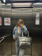 Maxi Bag Cuerina Plateada